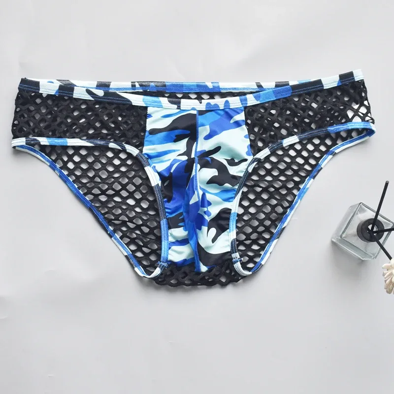 Man Underwear Mens Sexy Briefs Underpants Sissy Panties Camouflage U Pouch Hombre Slips Mesh Breathable Men's Lingerie Cuecas