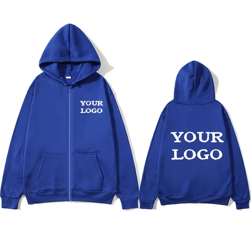 Custom Printed Hoodies Men and Women Zipper Hooded Sweatshirts Loose Casual Clothing Hooded Cardigans Men's Street Hoodies