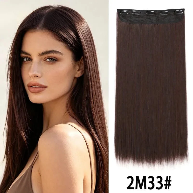 24Inch Synthetic Long Straight Hair Extension One Piece Clip On Hairpiece for Women Increase Hair Volume Daily Party Hairstyle