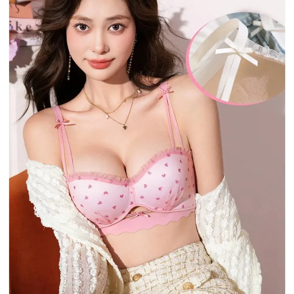 Sutiã push up de renda francesa para busto pequeno, meia xícara anti-sag 2026 novo desejo puro sexy lingerie feminina sutiã 32-38 A-C