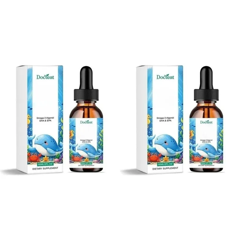 Docteat plantebaseret omega-3 algeolie DHA EPA væskedråber Børn Hjernesundhed Vegansk ikke-GMO Daglig ernæring Orange 60 portioner