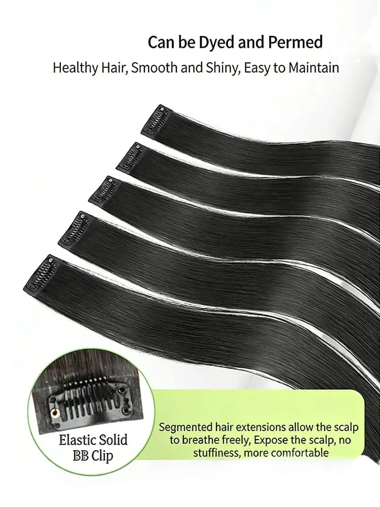 5Pcs 60cm Clip In Hair Extensions Human Hair For Adding Volumesyntheticsynthetic — image 6