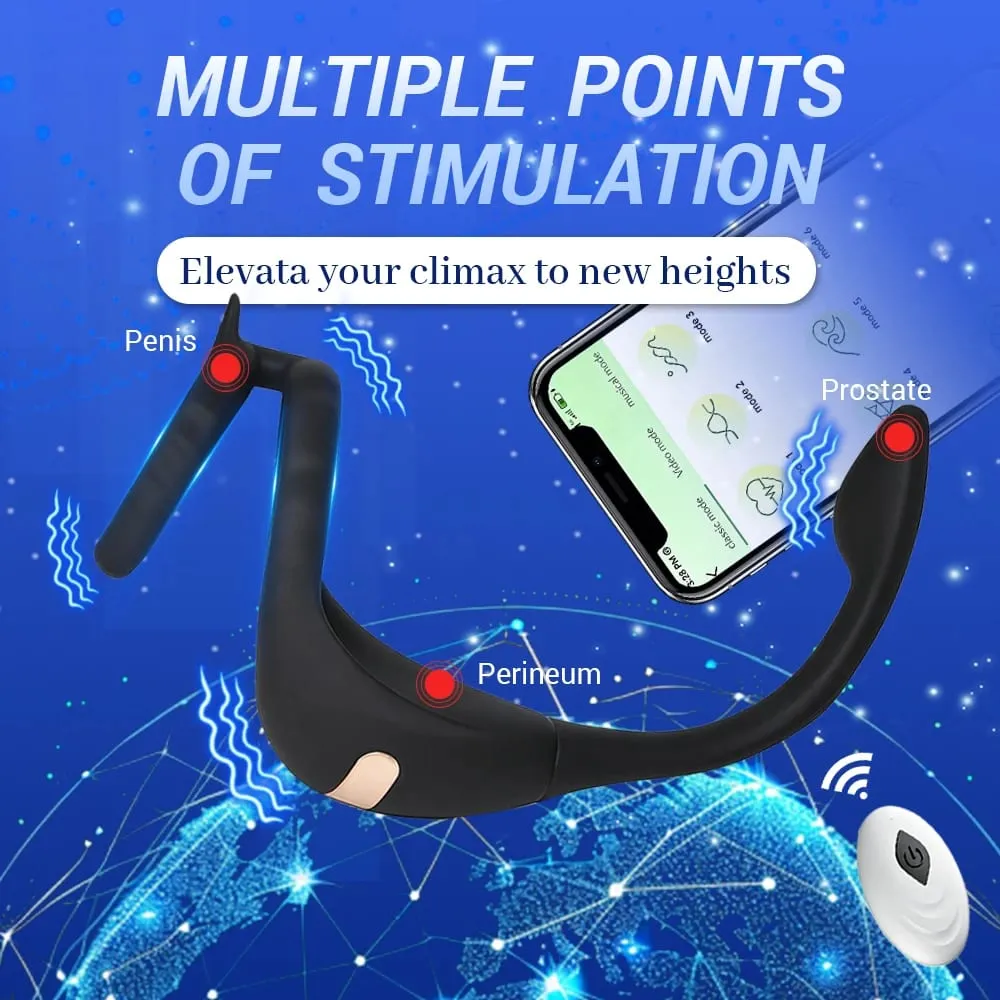 APP Penis Cock Ring Male Wireless Remote Control Male Ejaculation Delay Stimulator Anal Butt Plug Adult Sex Toy para sa Mga Mag-asawa