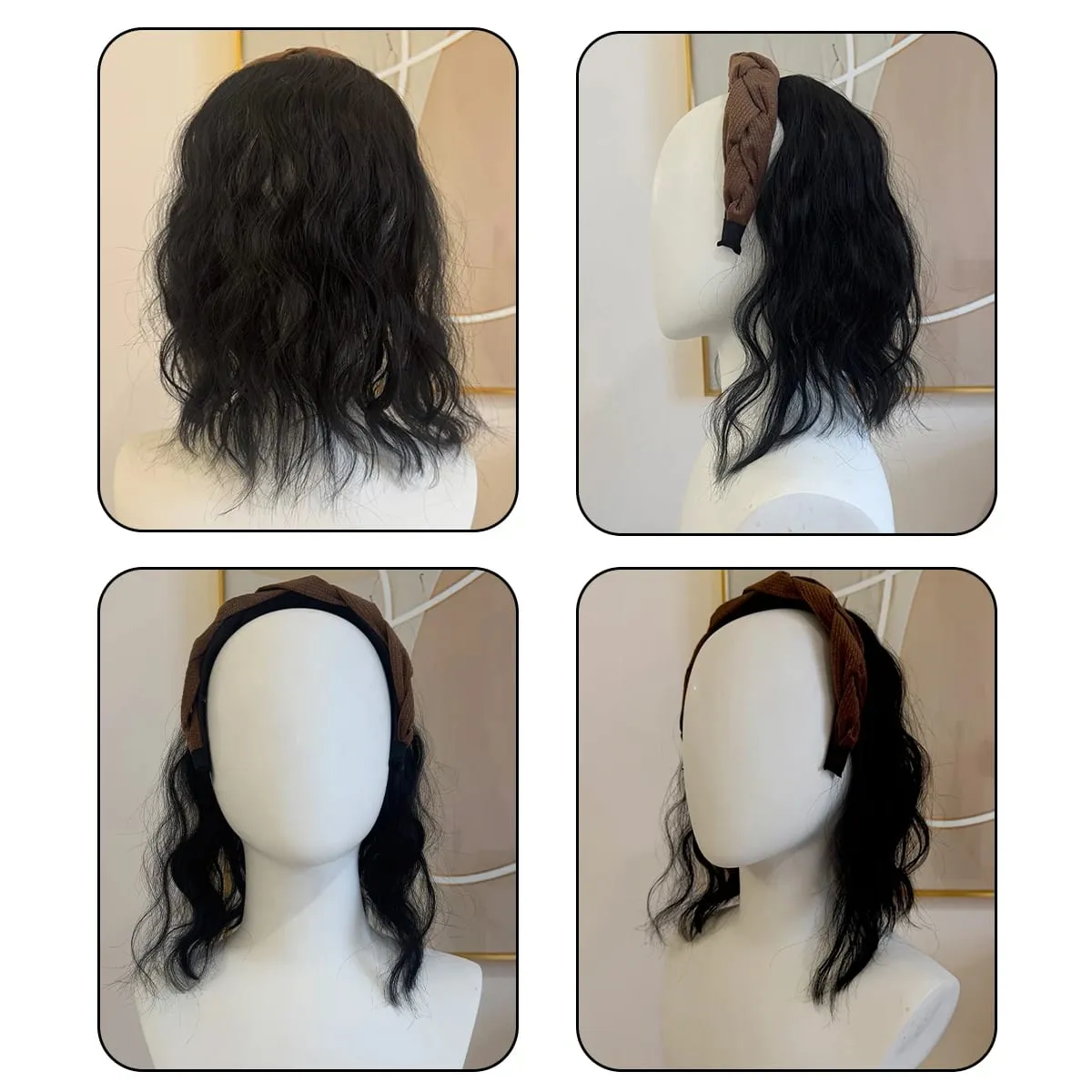 باروكة شعر صناعية من الأعلى، رأس مجعد بديل، باروكة شعر نسائية مقاومة للحرارة، وصلة شعر مستعار