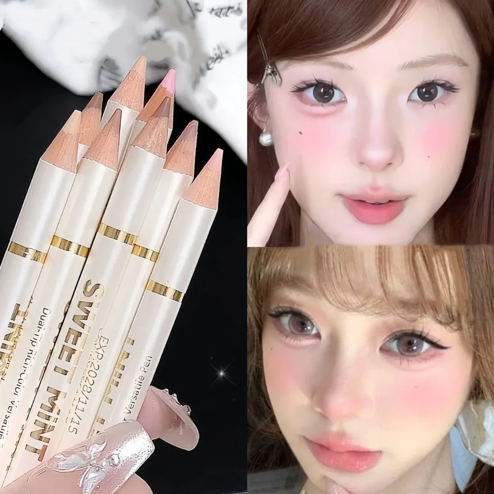 Double-ended Silkworm Eyeliner Shadow Pen 2 in 1 Nude Pink Brightening Highlighter Makeup Pencil Lasting Waterproof Eye Makeup