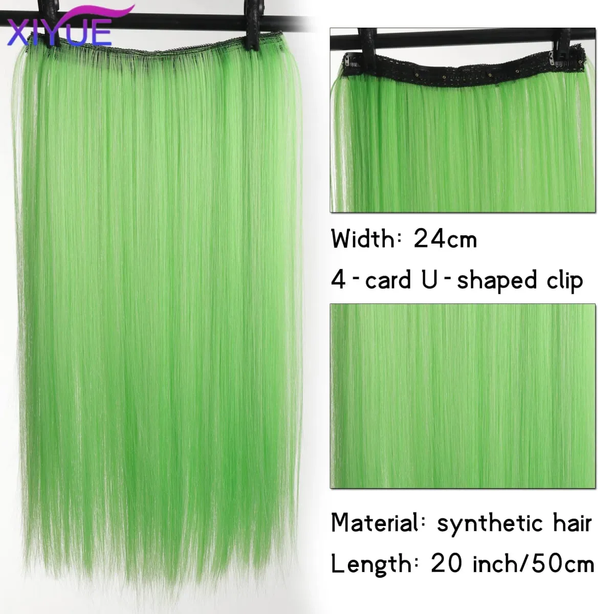 20 Zoll lange synthetische gerade Clip-in-Haarverlängerungen für Frauen – lebendige Farben, synthetische Fasern, einfach zu verwenden