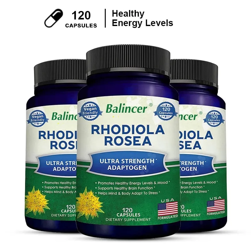 Rhodiola Rosea 1000mg Capsules Natural Herbaceous Plants Stress Relief Energy Mood Focus Support Brain Health Gluten Free — image 11