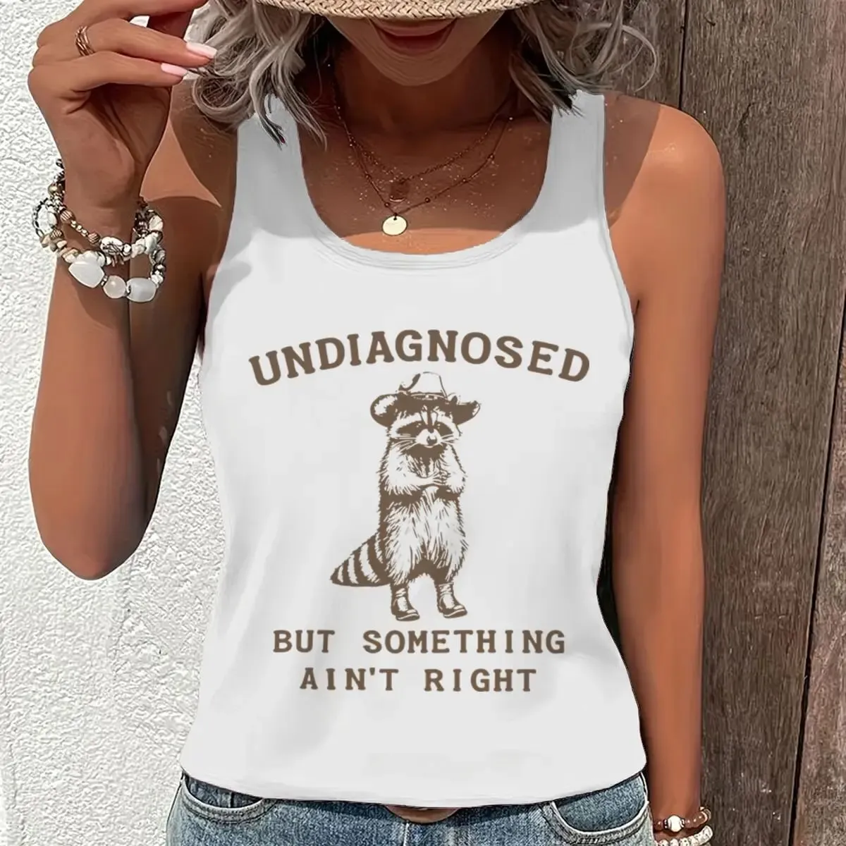 Undiagnosed But Something Ain't Right Summer Tanks Woman Funny Animal Tank Top Racerback Silly Graphic Harajuku Tank Tops Y2K