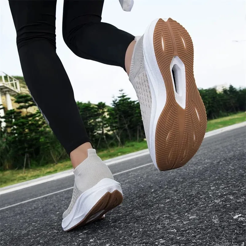 Unisex Slip on Sock Running Shoes Breathable Knit Mesh Sneakers Lightweight CushionThick SoleNonSlipWalking GymAthletic Footwear