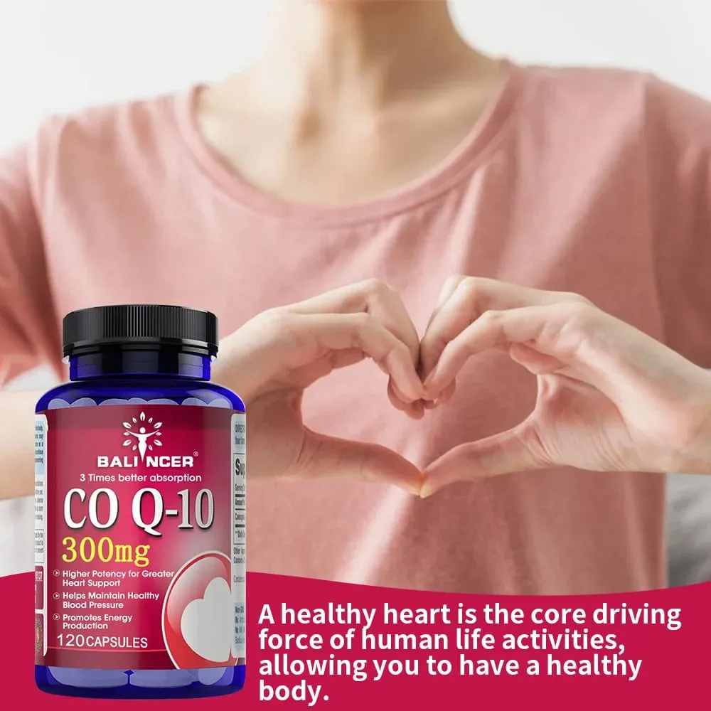 CoQ10 300mg Capsules - Highly Absorbable Antioxidant Cardiovascular Heart Energy Support Vegan Non-GMO Gluten-Free