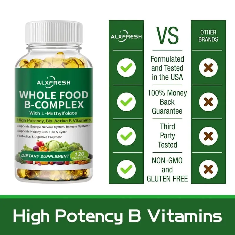 Vitamin B Complex Capsules Promote Energy Metabolism Relieve Fatigue Improve Memory Mood Anxiety Improve Skin Hair Nail Health