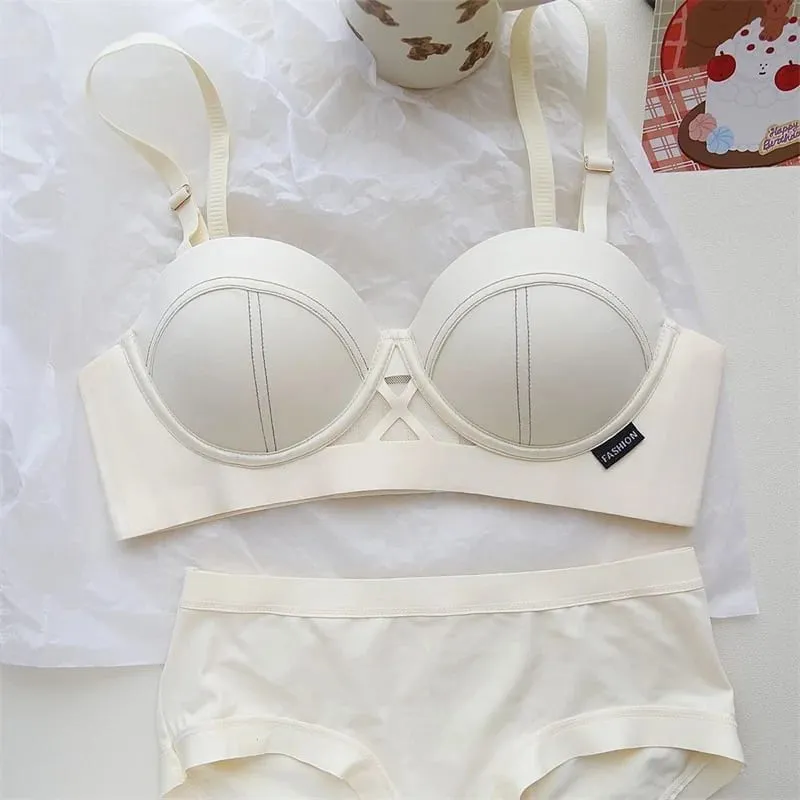 Malha preta sutiãs e calcinha para mulher push up lingerie sexy conjunto sem costura bralette mujer sem fio sutiã roupa interior lenceria para damas