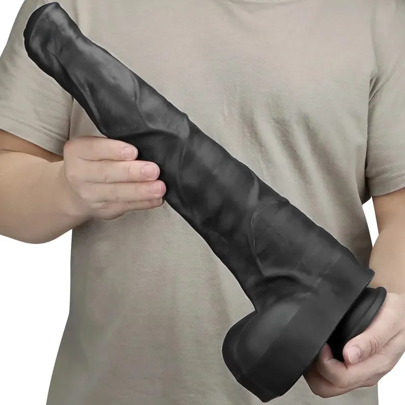 Consolador de caballo súper grande de 38,5 cm con ventosa, sensación de piel suave, pene enorme, falo grueso, tapón Anal, Miembro grande, Juguetes sexuales para mujeres