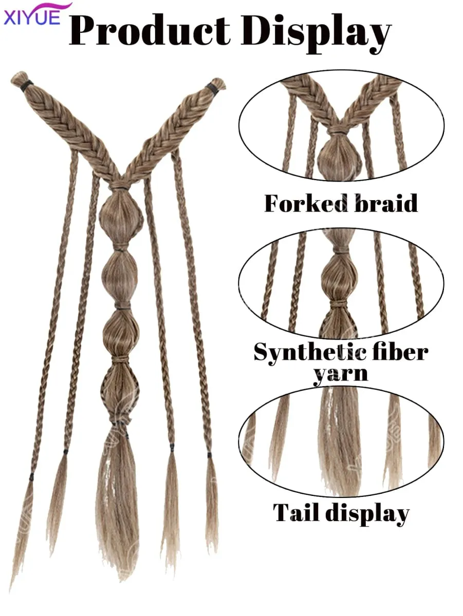 X Bohemia Clip in Hair Extensions 24 Inches Fairy Hair Wig Hairpieces Synthetic Handmade Synthetic Weaving Hair Extensions Girls