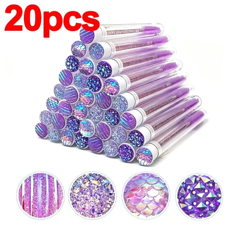 New 20/40pcs Disposable Eyelash Brush Tube Mascara Wands Tubes Dust-proof Lash Spoolies Storage Makeup Tool HZS36