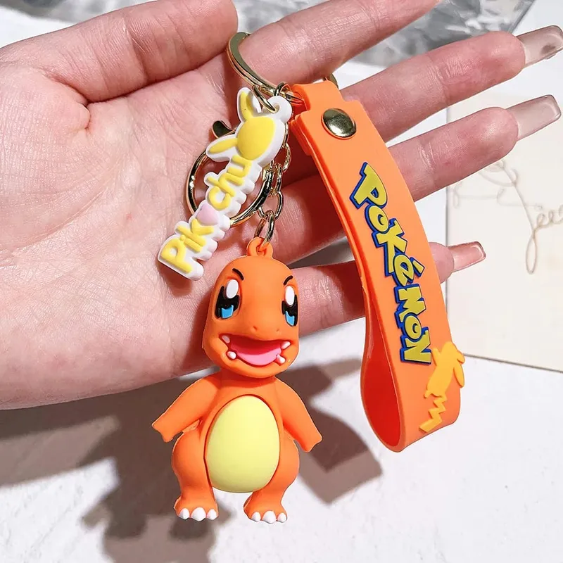 40 Style Wholesale Anime Pokémon Pikachu Eveen Keychain Cartoon Cute Charizard Keyring Student Backpack Car Key Chain Toys Gifts