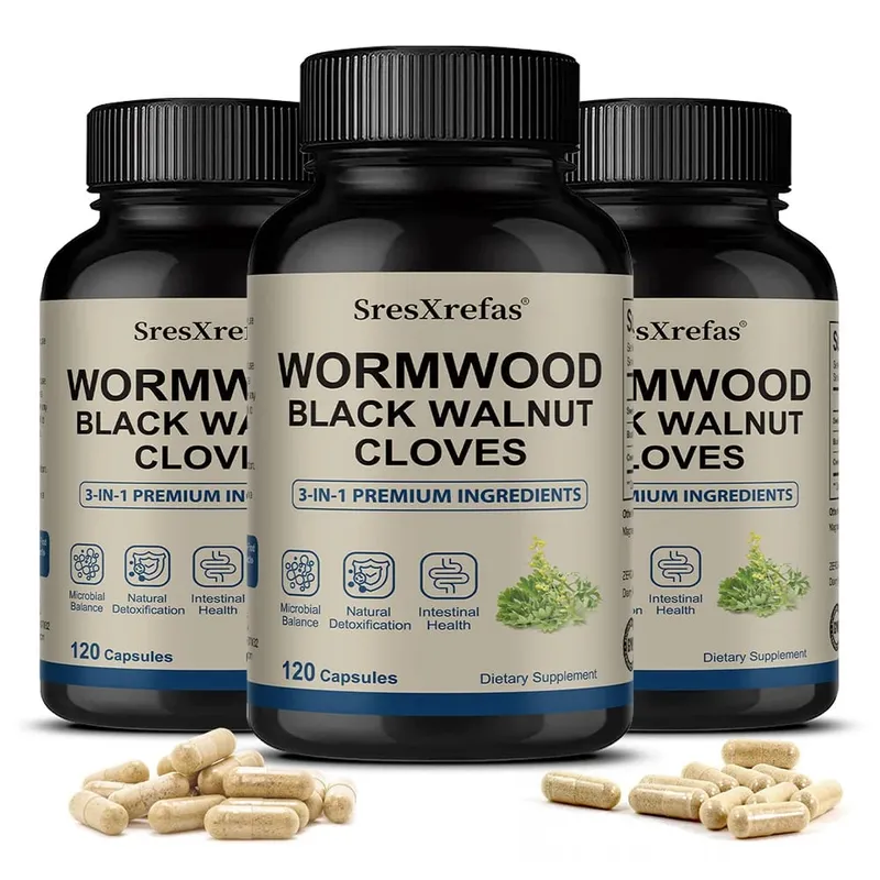 Wormwood Black Walnut Clove Cleanse Extract - 3-in-1 Complex Herbal Supplement for Gut Cleanse Detox and Digestive Well-Being