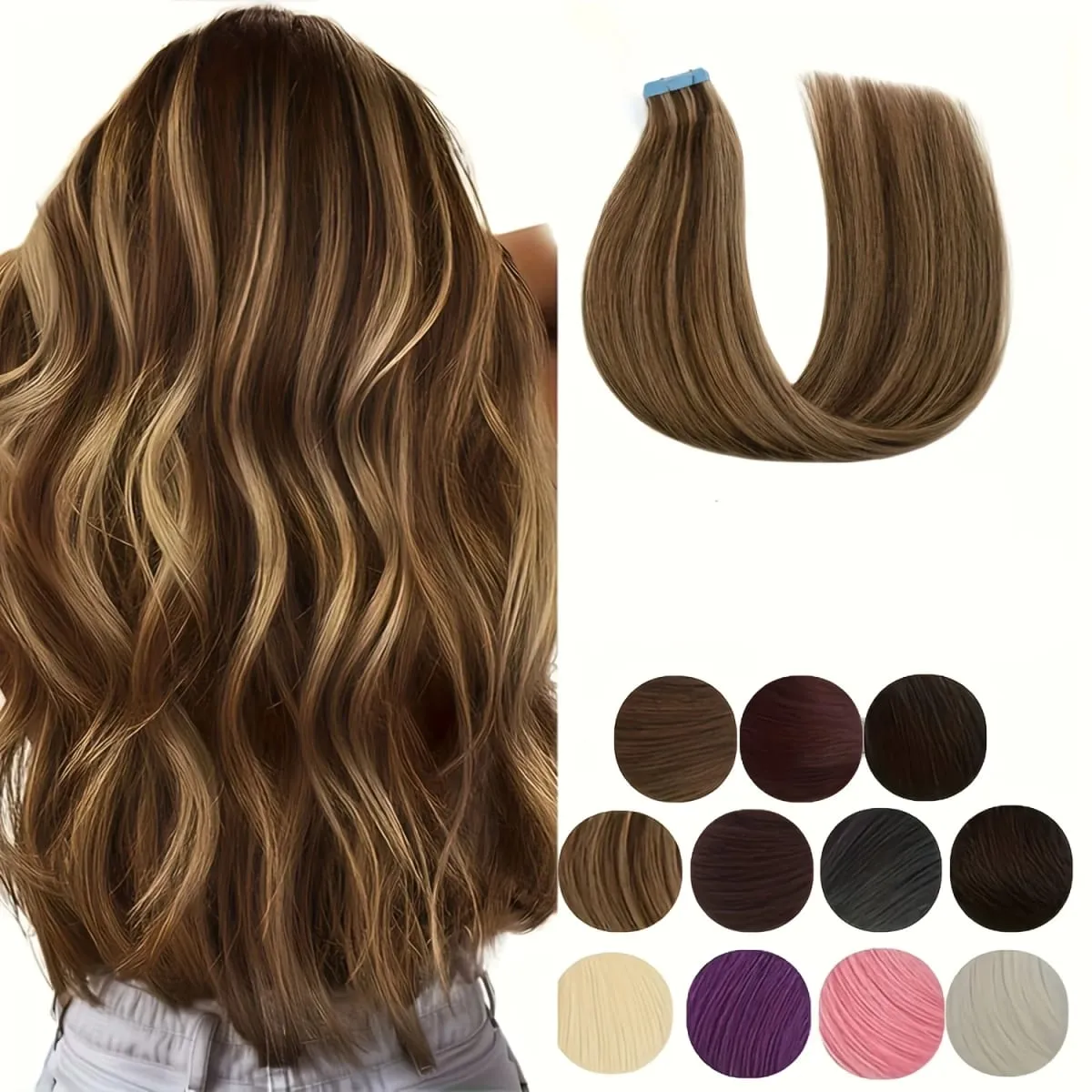 Tape In Bio Synthetic Hair Extensions 10pcs/ lot 24inches Heat Resistant Fiber Straight Seamless PU Skin Weft Tape Ins For Women