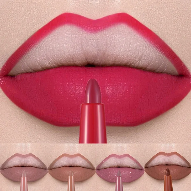 Matte Lip Liner Lipstick Pen Rotating Not Easy To Fade Rose Gold Lipliner Pencil Waterproof Non-Stick Cup Brown Lipliner Makeup