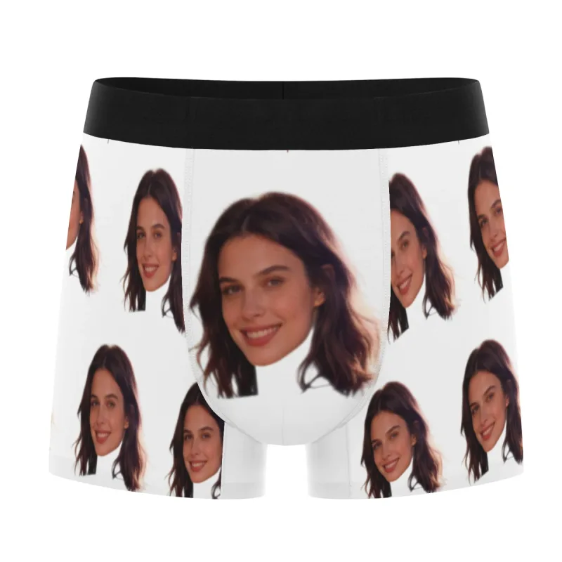 Personalized facial photos customized underwear flat cornered men's Valentine's Day gift for husband anniversary gift for fath