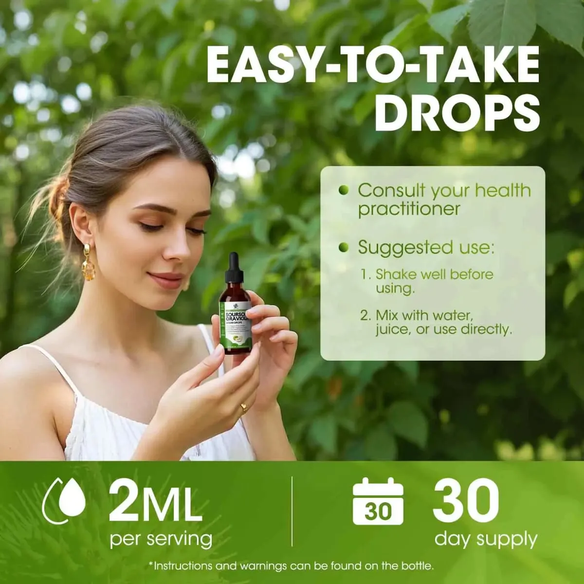 Gotas líquidas de graviola de guanábana orgánica para apoyo celular antioxidante natural y refuerzo inmunológico de regeneración rico en multivitaminas