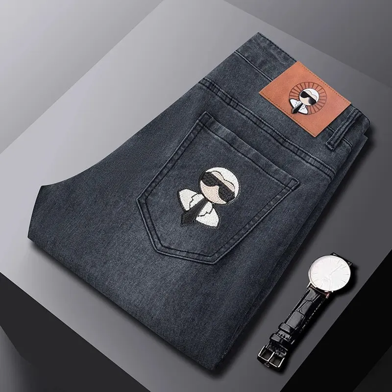 Fashion Men Jeans Stretch Straight Leg Casual Slim Fit Denim Pants Male Brand Luxury Design Business Classic Trousers
