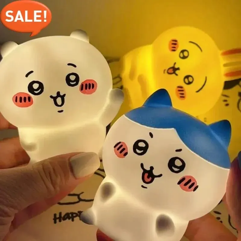 Kawaii Chikawa Bedroom Desktop Decoration Hachiware Usagi Cartoon Vinyl Doll Night Light Luminous Toy Surprise Girl Gifts