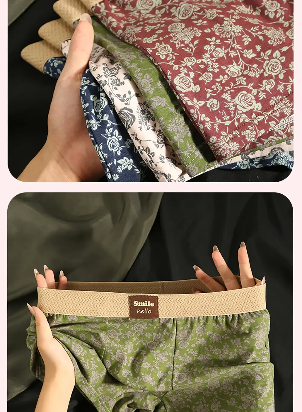 3PCS/Pack Romantic Rose Print Men's Panties Cotton Soft Comfortable Breathable Boxer Homme 3D Large Space Pouch Men Underwear