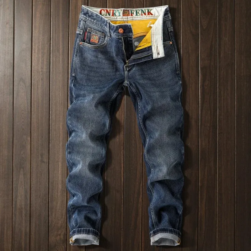 2025New Autumn Jeans Men's Slim Stretch Affordable Luxury Fashion Embroidery Long Skinny Pants