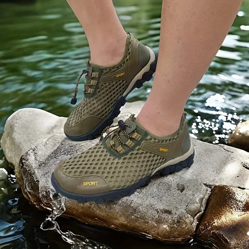 Men Casual Footwear Spring Summer Breathable Mesh Sneakers Outdoor Beach Swim Walking Shoes Lightweight Sport Running Shoes