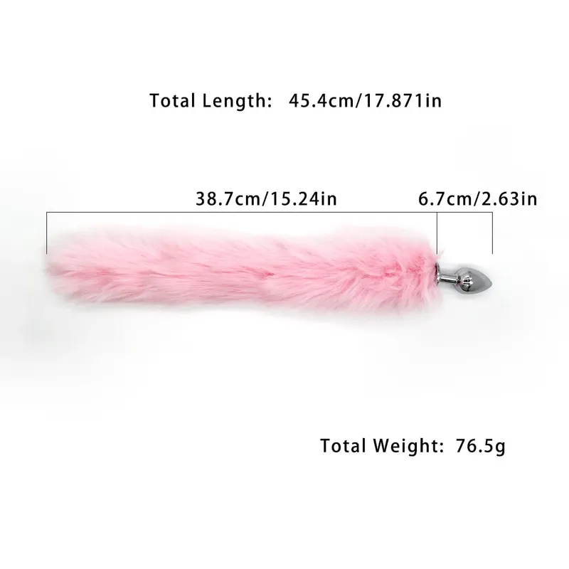 Metal Anal Plug with Long Fluffy Tail – Fox Tail Butt Plug for Cosplay Role Play BDSM Adult Toy