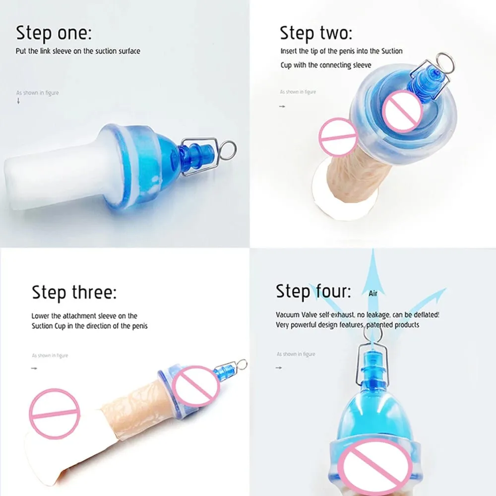 Male Sex Toy Silicone Sleeve For Penis Enlargement Pump Vacuum Cup Extender Penis Stretcher Clamping Kit Replacement Accessories