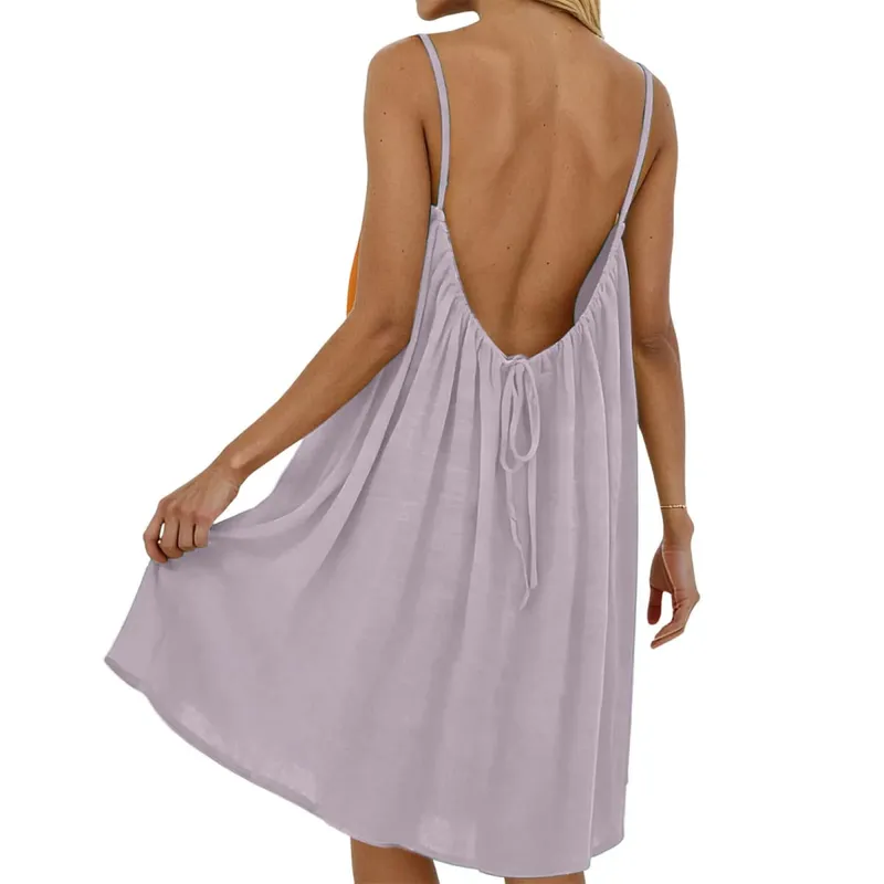 Beach Vacation Dress Short Backless Beach Skirt for Women Summer Holiday Casual Fashion Mini Dress — image 8