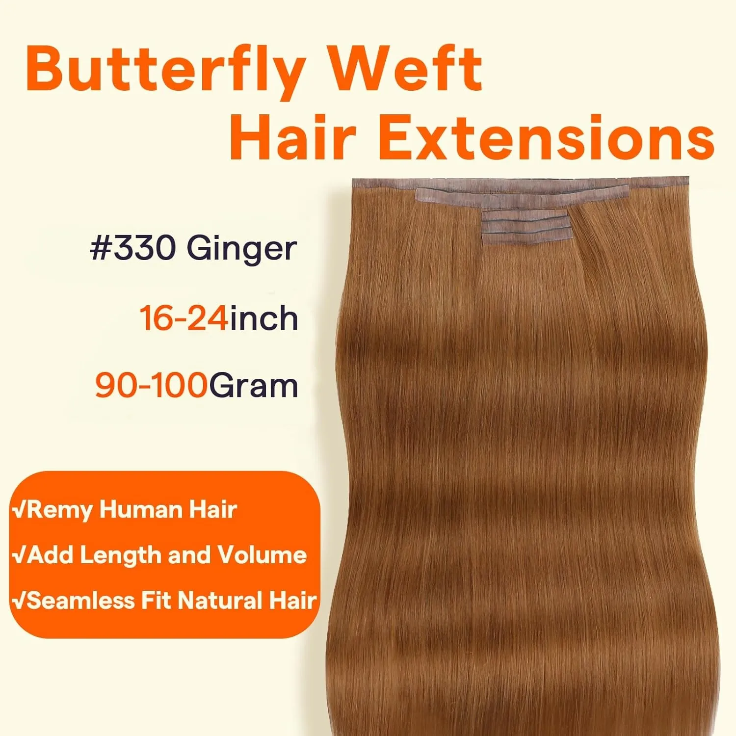Full Shine Butterfly Weft Hair Extensions Pu Holes Weft Hair Extensions 100G 5Pcs Seamless Fit Full Head Add Length