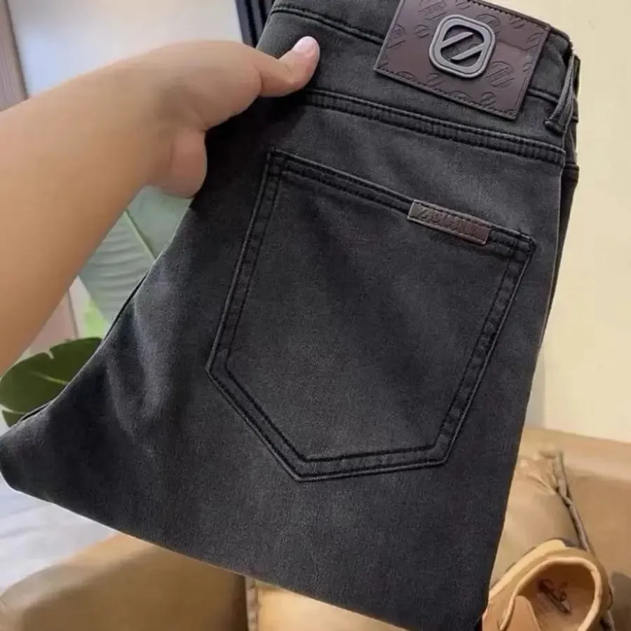New Harajuku Fashion Men's Spring Autumn Korean Style Luxury Clothing Men Slim Denim Jeans Casual Black Pants Cotton Trousers