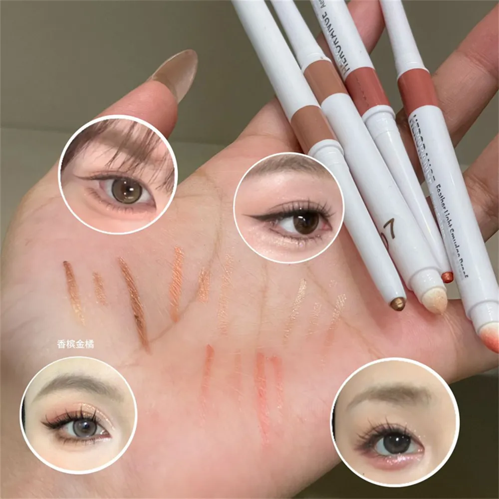 Double-ended Ultra-fine Gel Eyeliner Pencil Pink Brown Under Highlighter Pen Waterproof Matte Aegyosal Lying Silkworm Eye Makeup