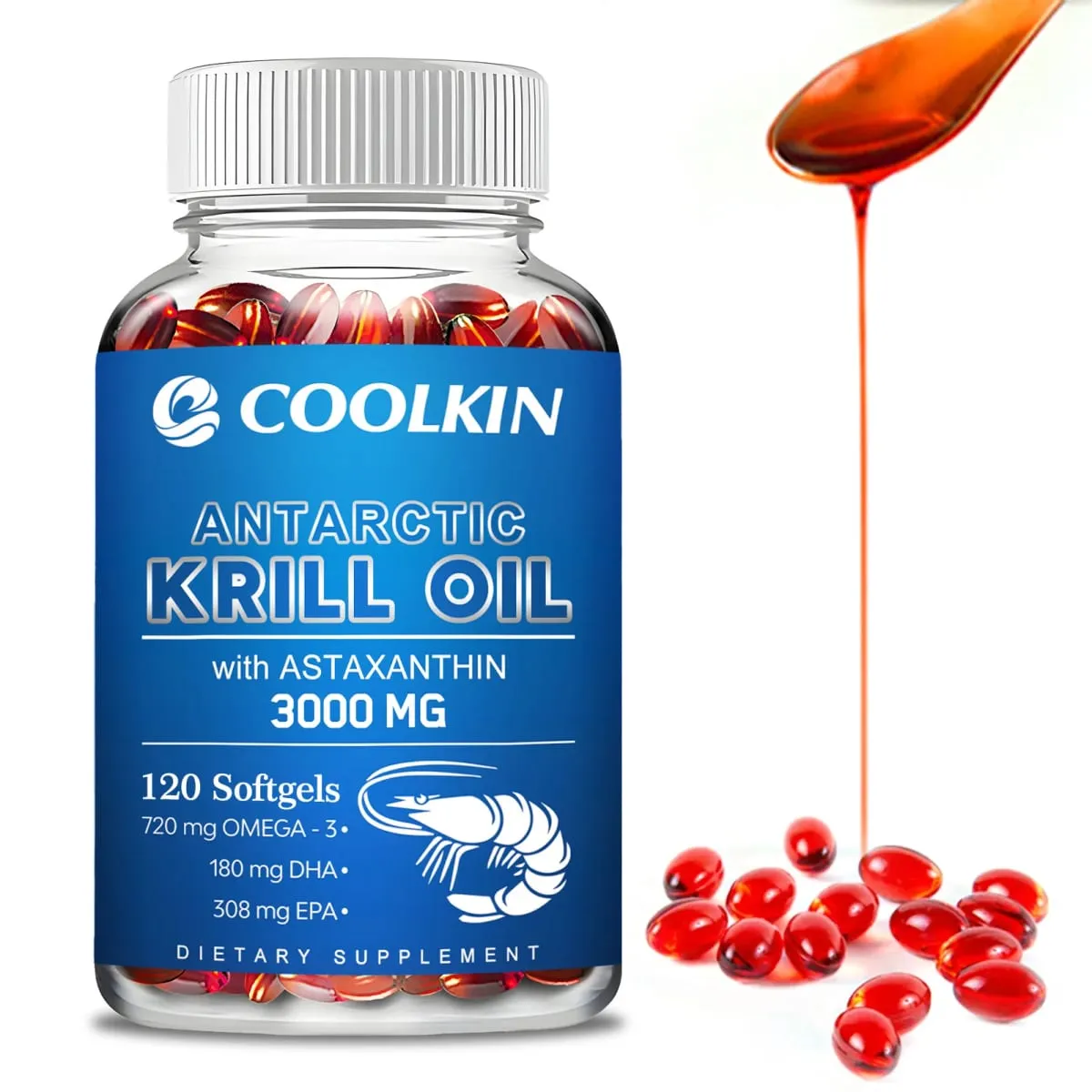 Antarctic Krill Oil 3000mg - με Ωμέγα-3 EPA DHA ασταξανθίνη και φωσφολιπίδια - Βιώσιμο Συμπλήρωμα Διατροφής — image 1