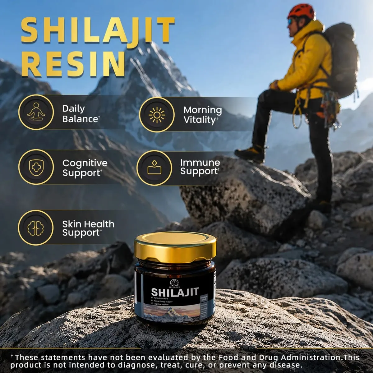 204MG Natural Shilajit Resin Original เครื่องดื่มอาหารเสริมแร่ธาตุสำหรับภูมิคุ้มกันสุขภาพการเผาผลาญสุขภาพกายโดยรวม