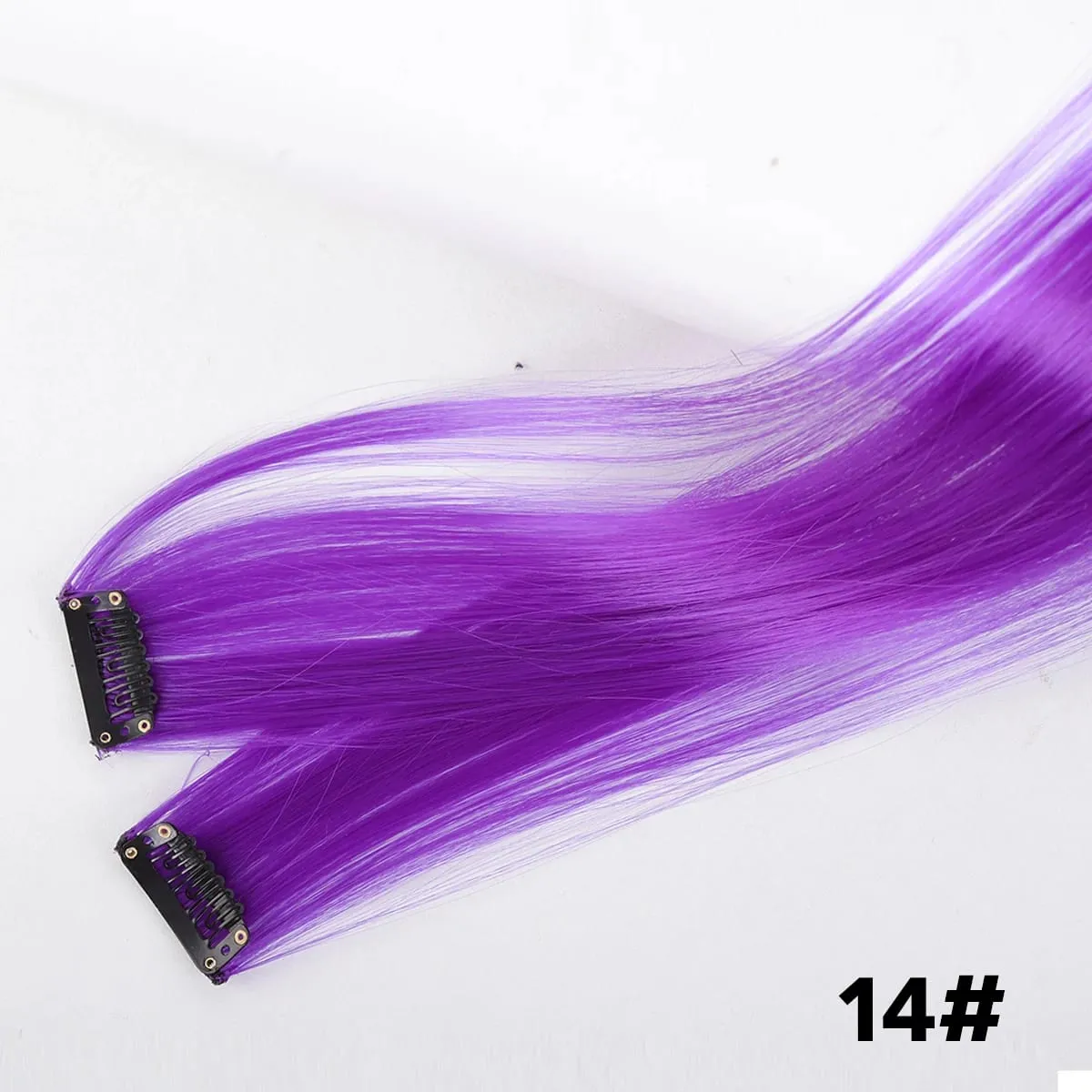 2PCS synthetic color hair extension piece wig women's highlighting clip hair heat-resistant wig piece long straight hair
