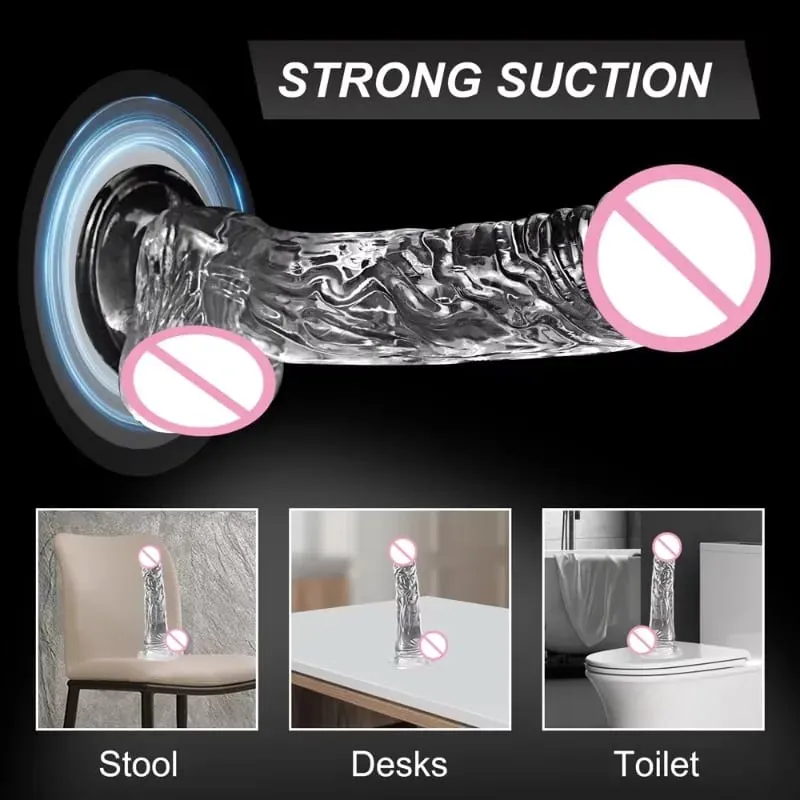 Realistic Wearable Strap On Clear Dildo Masturbator Strong Suction Cup G-spot Adult Sex Toy Suitable for Female and Male Couples