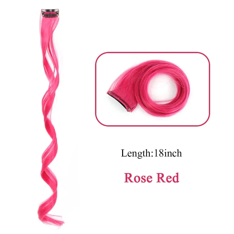 Tổng Hợp Kẹp Trong Một Miếng Nhiều Màu Sắc Làm Tóc Xoăn Tóc Tổng Hợp Miếng 18 "Dài Ombre Tóc Hồng Tím Đỏ xanh Dương
