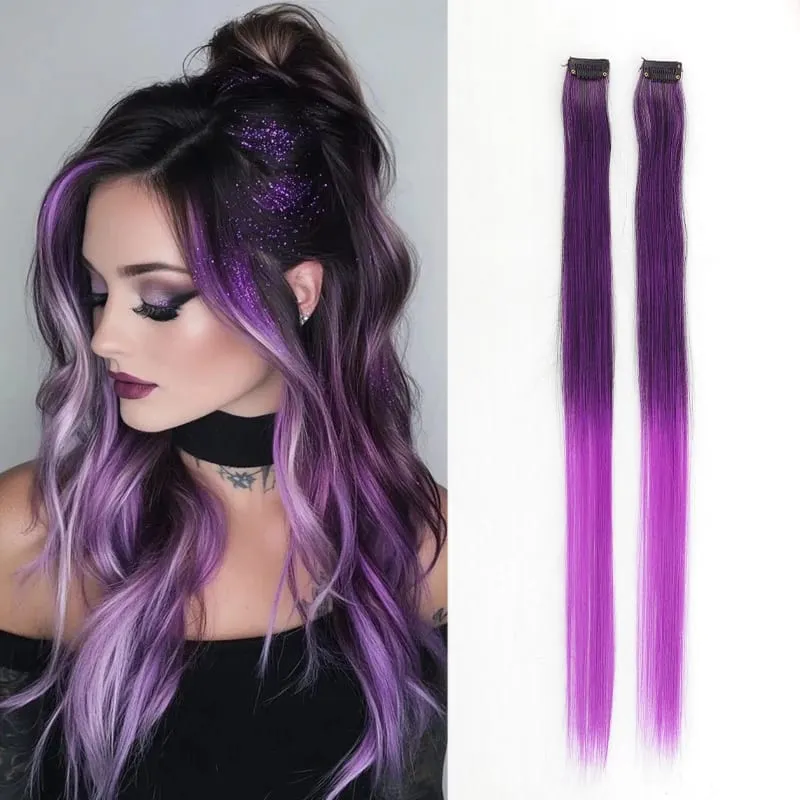 Pick dye wig piece female color hanging ear dye one-piece simulated long straight hair extension piece