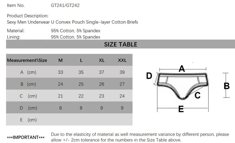 Sexy Men Underwear U Convex Pouch Single-layer Cotton Briefs para sa Mga Lalaki