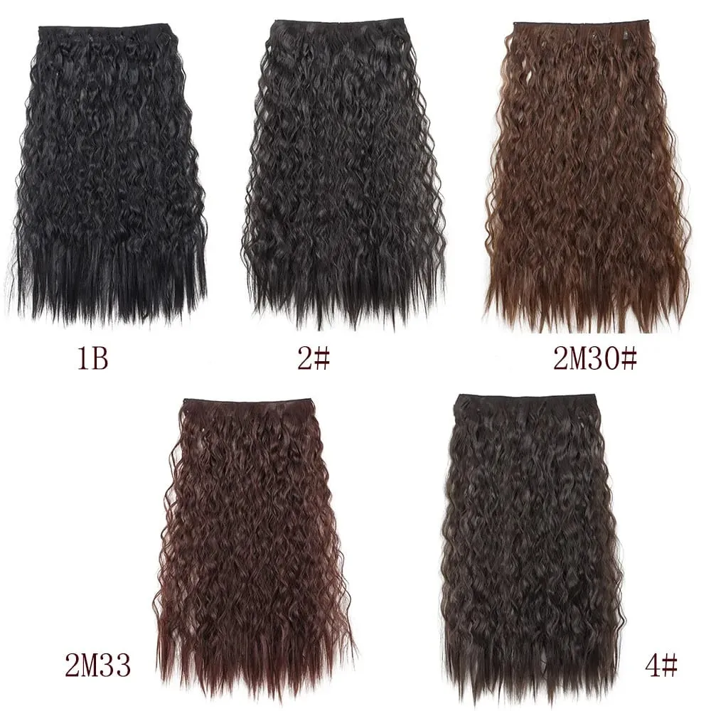 24Inch Synthetic Long Kinky Curly Hair High Temperature Corn Wave Hair Extension Clip in Fiber Hairpieces for Women