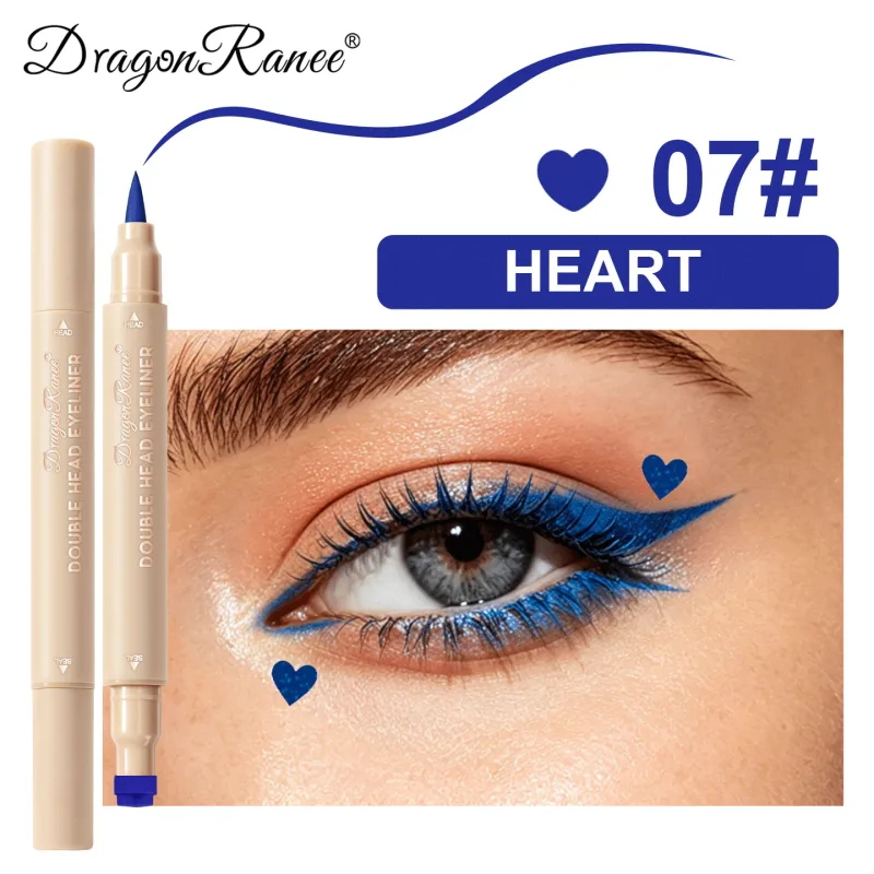 Double Head Eyeliner Stamp Waterproof Colorful Eyeliner With Heart/Star/Butterfly/Triangle Liquid Liner Seal Decorative Makeup
