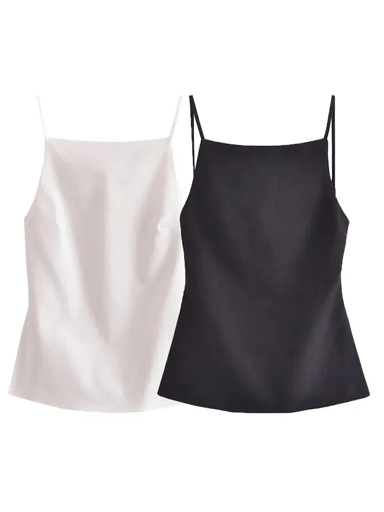Women Top 2024 Lace Up Backless Camisole Top Women Cheap clothes Sexy Fashion Tanks & Camis Crop top Women White Black top