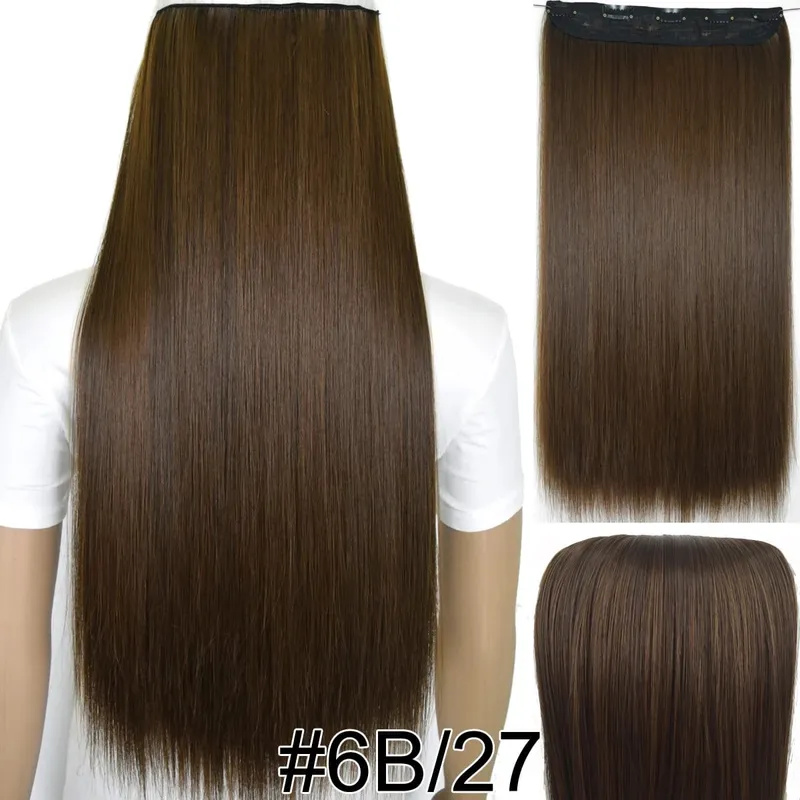合成繊維耐熱 120gr ストレート 5 クリップオンクリップインヘアエクステンション 5006
