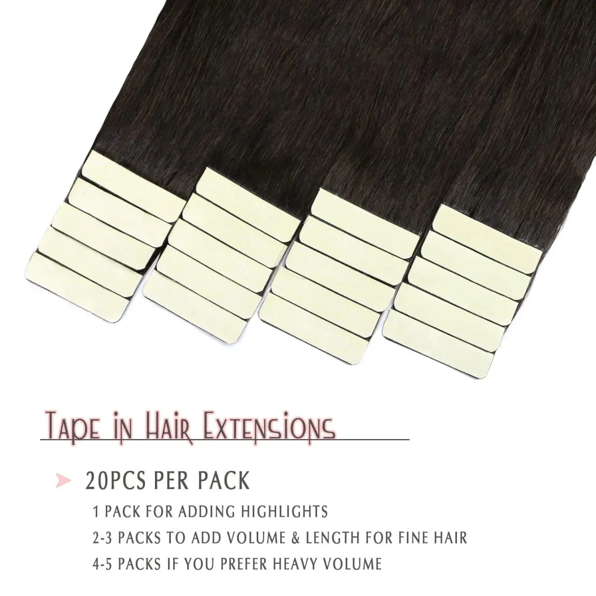 18 Inch Natural Black #1B Tape In Human Hair Extensions Remy Silky Straight Seamless Skin Weft 20Pcs 50G Tape Ins Hair For Wedding Daily Use — image 4