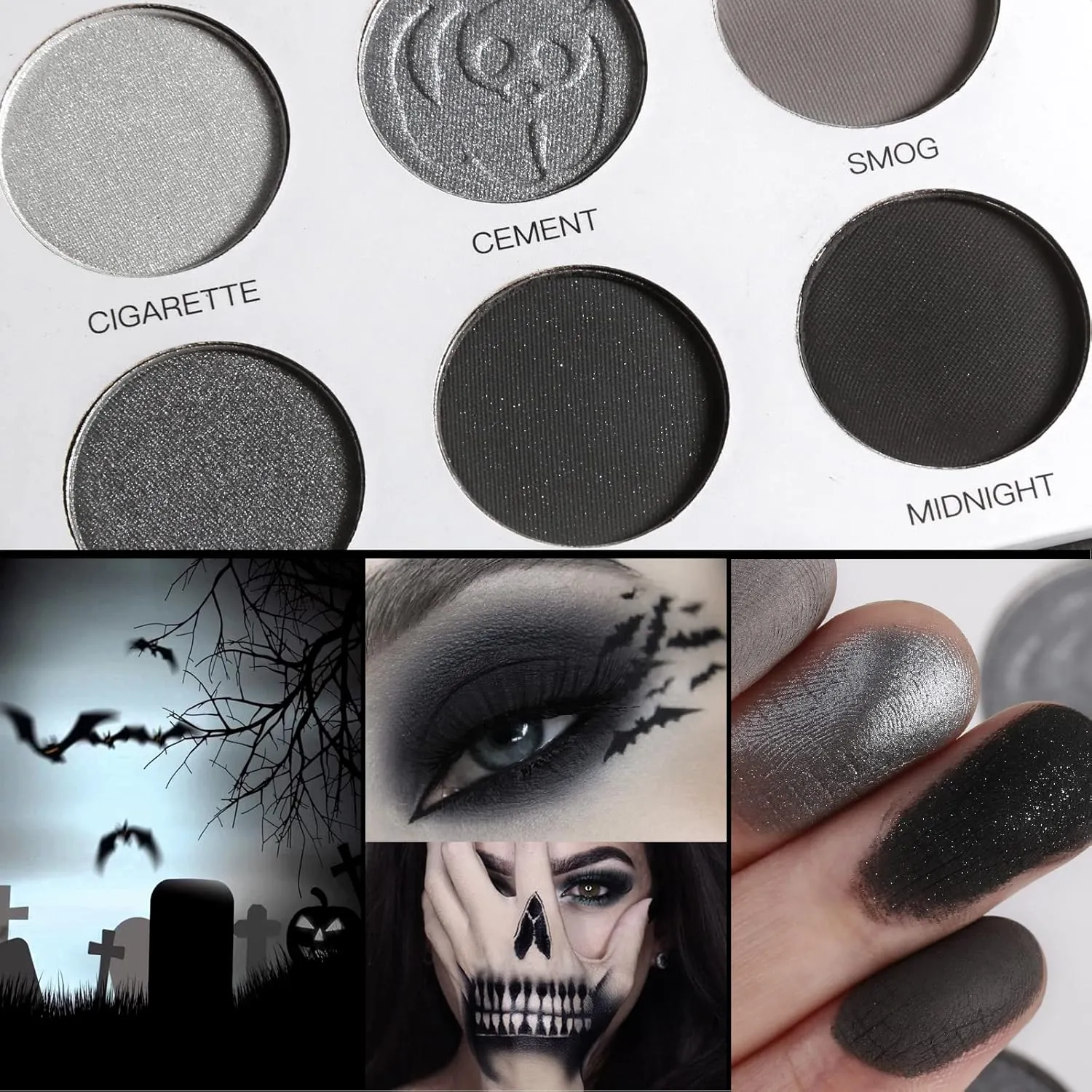 Eyeshadow Palette 9 Colors Grey Black Matte Shimmer Pearly Eye Shadow Goth Punk Smoky Fine Flash Lasting Eye Makeup