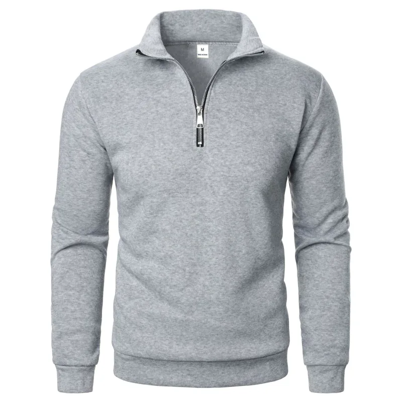 Spring and Autumn new casual half zipper stand up collar hoodie trend simple and loose oversized fleece men's hoodie